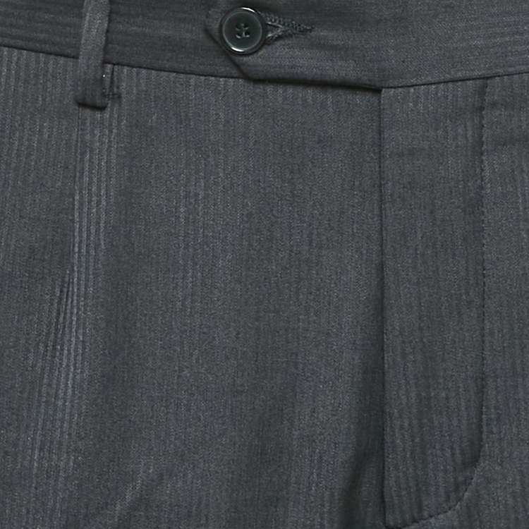 Pre Owned Dolce & Gabbana Black Pinstripe Crepe Formal Trousers XL
