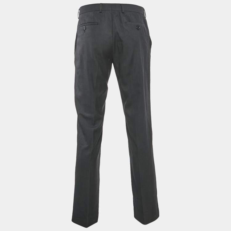 Pre Owned Dolce & Gabbana Black Pinstripe Crepe Formal Trousers XL