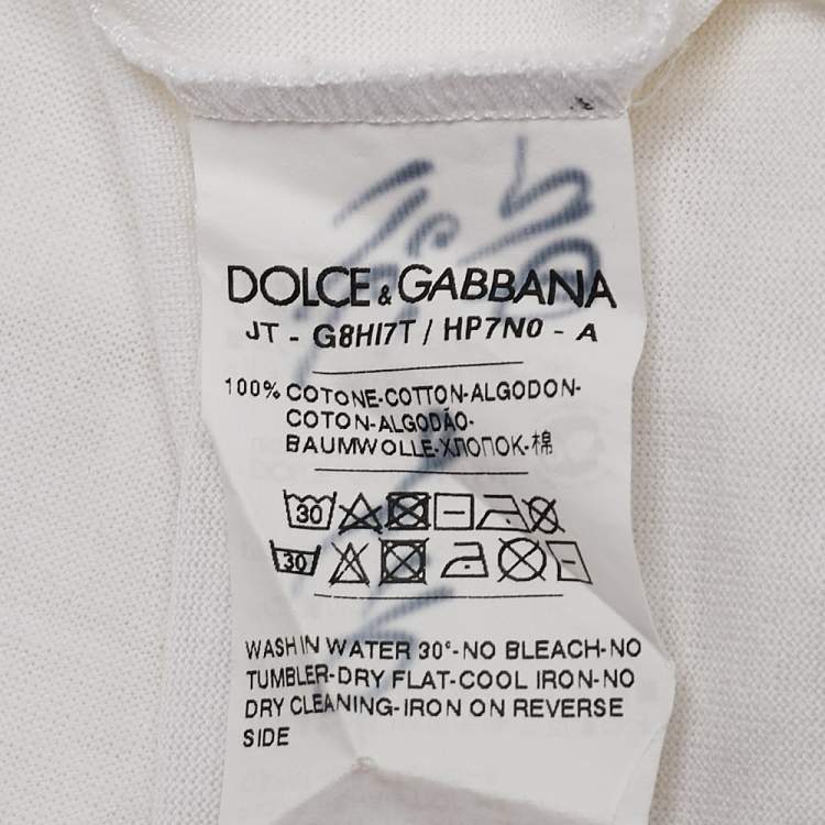Pre Owned Dolce & Gabbana White Crown Print Jersey Crewneck T-Shirt L