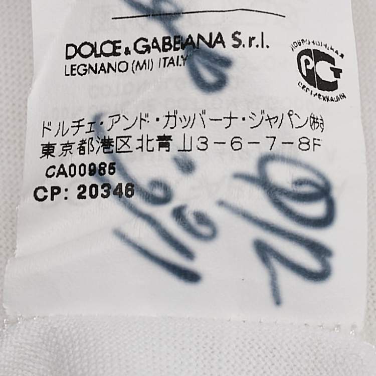 Pre Owned Dolce & Gabbana White Crown Print Jersey Crewneck T-Shirt L