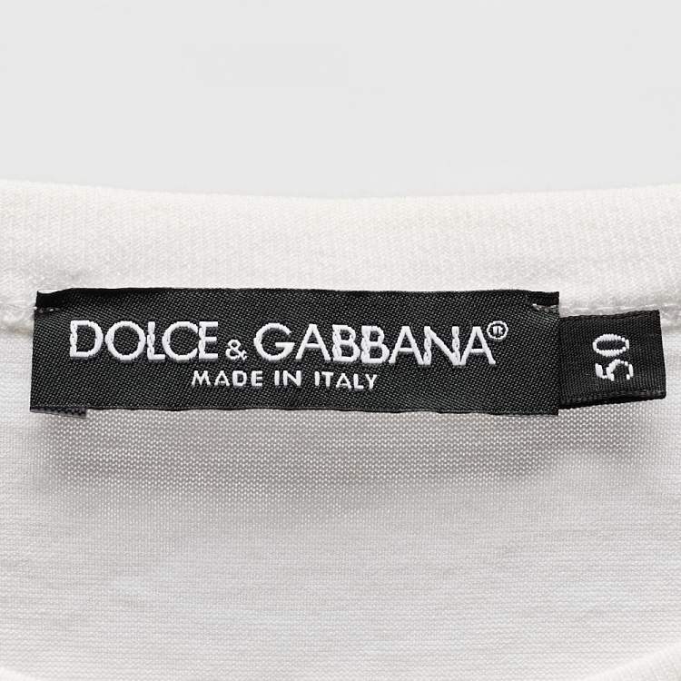 Pre Owned Dolce & Gabbana White Crown Print Jersey Crewneck T-Shirt L