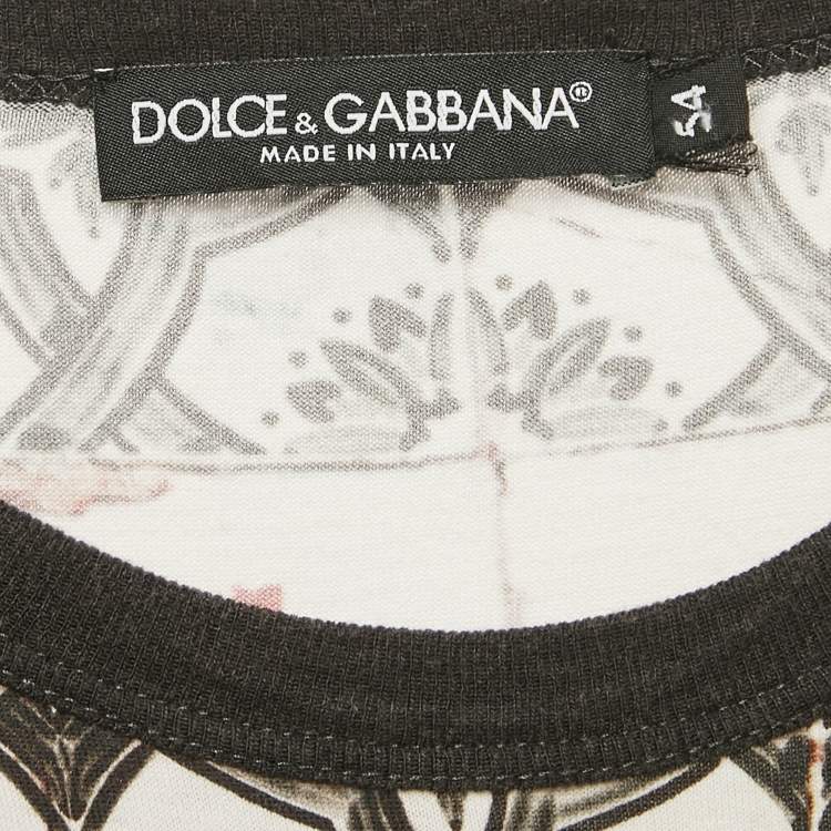 Pre Owned Dolce & Gabbana Black/White Printed Jersey Crewneck T-Shirt XXL 