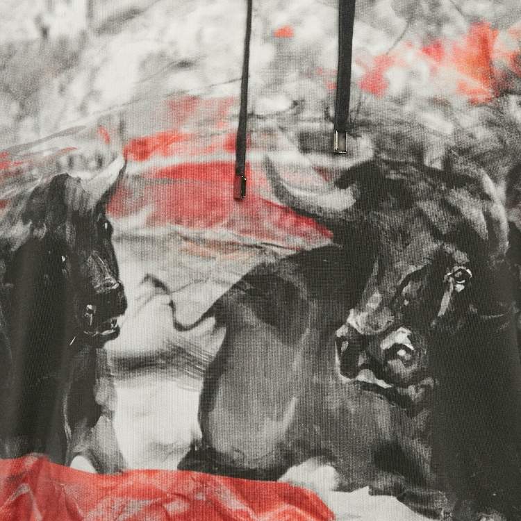 Pre Owned Dolce & Gabbana Black Abstract Print Cotton Hoodie XL