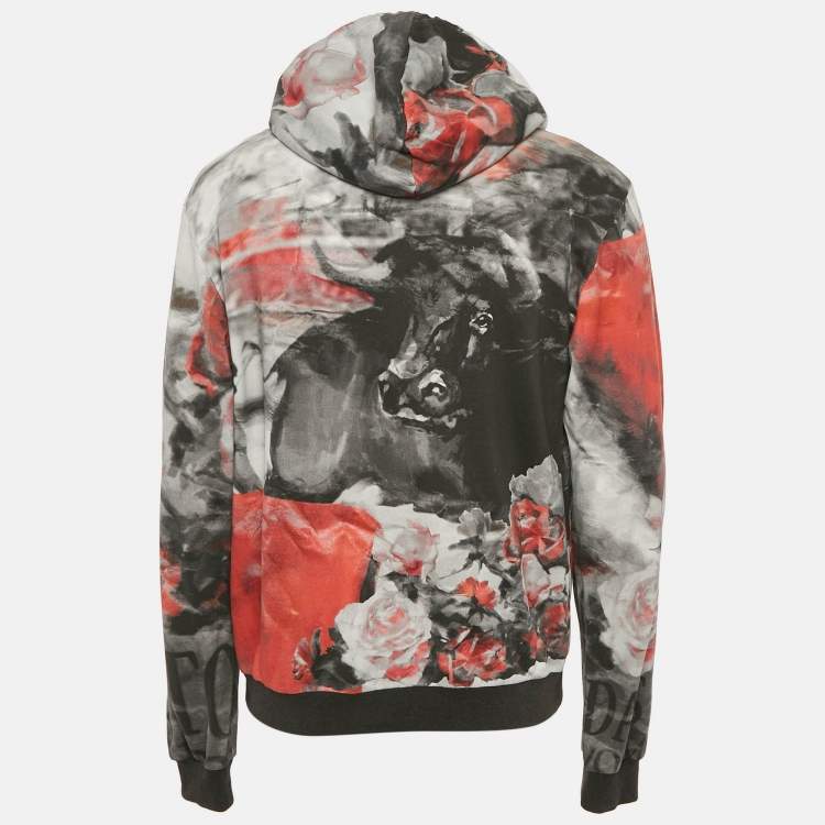 Pre Owned Dolce & Gabbana Black Abstract Print Cotton Hoodie XL