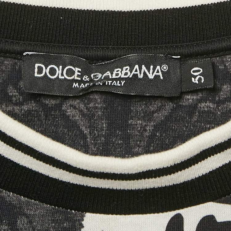 Pre Owned Dolce & Gabbana Black Royal Crown Jersey Crew Neck T-Shirt L