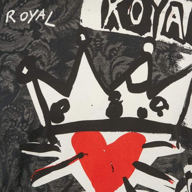Pre Owned Dolce & Gabbana Black Royal Crown Jersey Crew Neck T-Shirt L