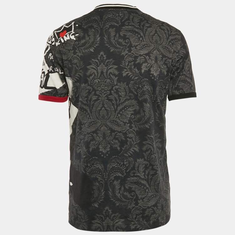 Pre Owned Dolce & Gabbana Black Royal Crown Jersey Crew Neck T-Shirt L