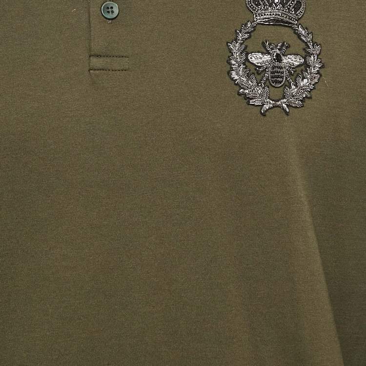 Pre Owned Dolce & Gabbana Green Embroidered Jersey Long Sleeve T-Shirt L