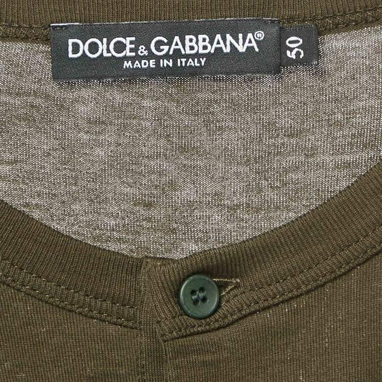 Pre Owned Dolce & Gabbana Green Embroidered Jersey Long Sleeve T-Shirt L