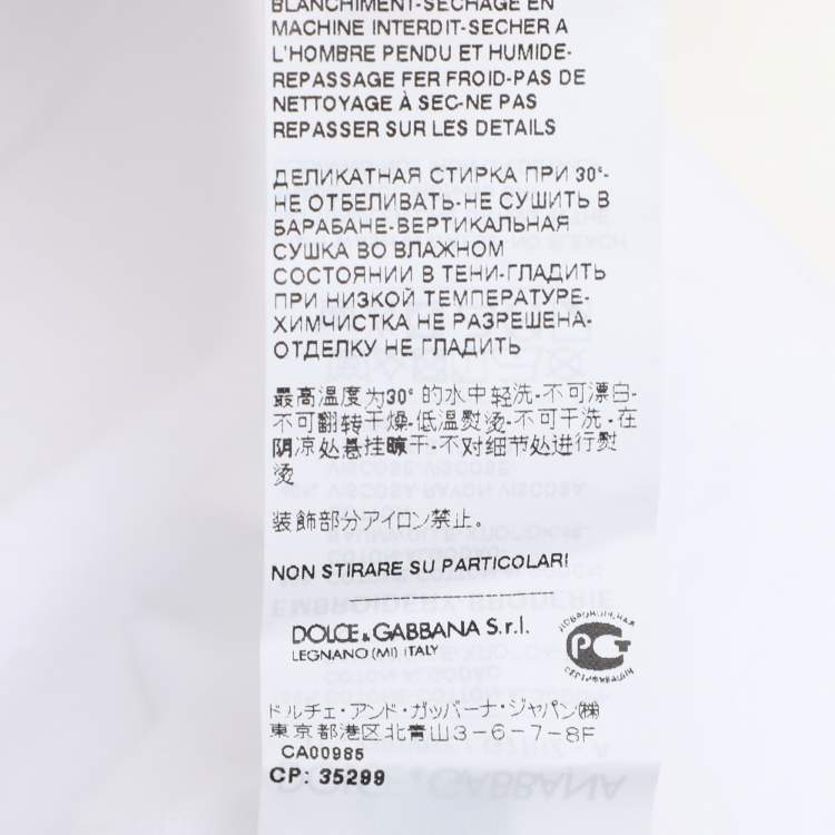 Pre Owned Dolce & Gabbana White Cotton Cross-Stitch Chef Patch T-Shirt S