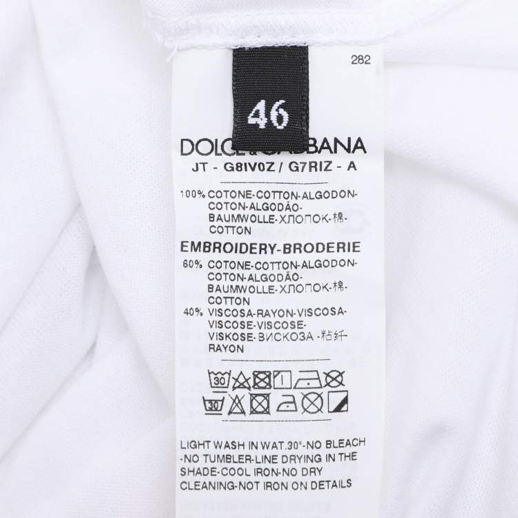Pre Owned Dolce & Gabbana White Cotton Cross-Stitch Chef Patch T-Shirt S