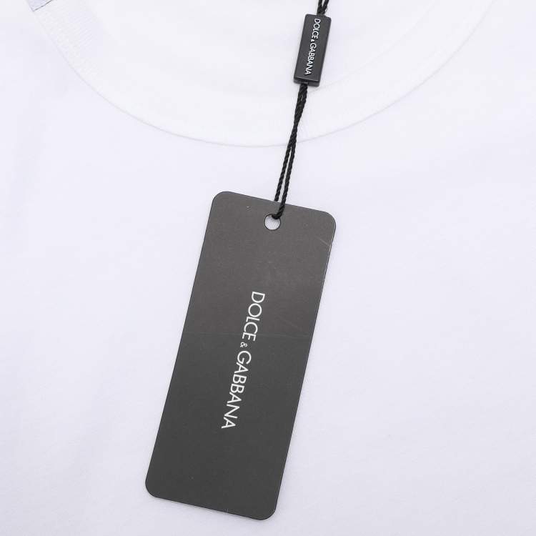 Pre Owned Dolce & Gabbana White Cotton Cross-Stitch Chef Patch T-Shirt S