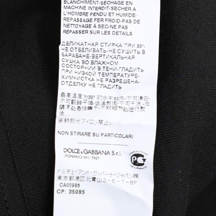 Pre Owned Dolce & Gabbana Black Cotton Cross-Stitch Patch T-Shirt S