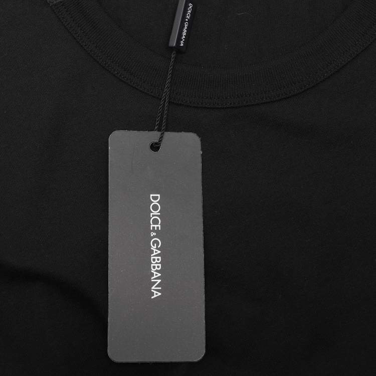 Pre Owned Dolce & Gabbana Black Cotton Cross-Stitch Patch T-Shirt S