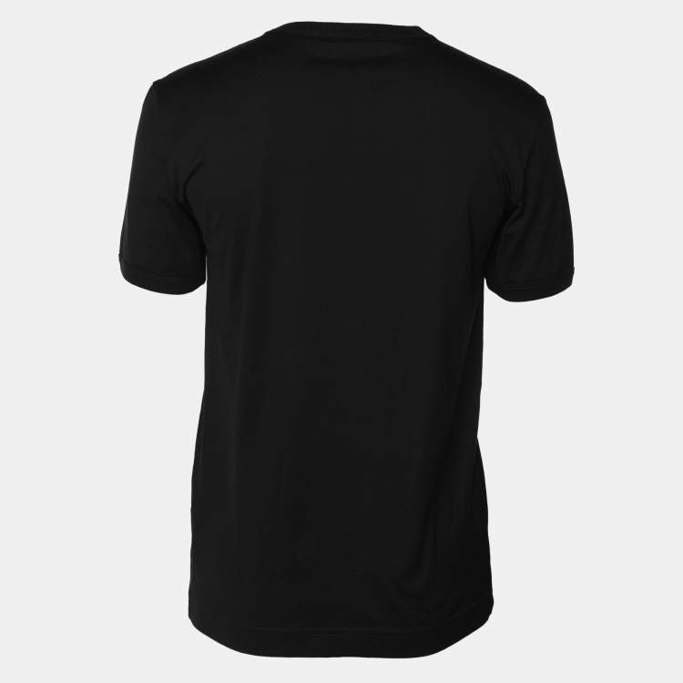 Pre Owned Dolce & Gabbana Black Cotton Cross-Stitch Patch T-Shirt S