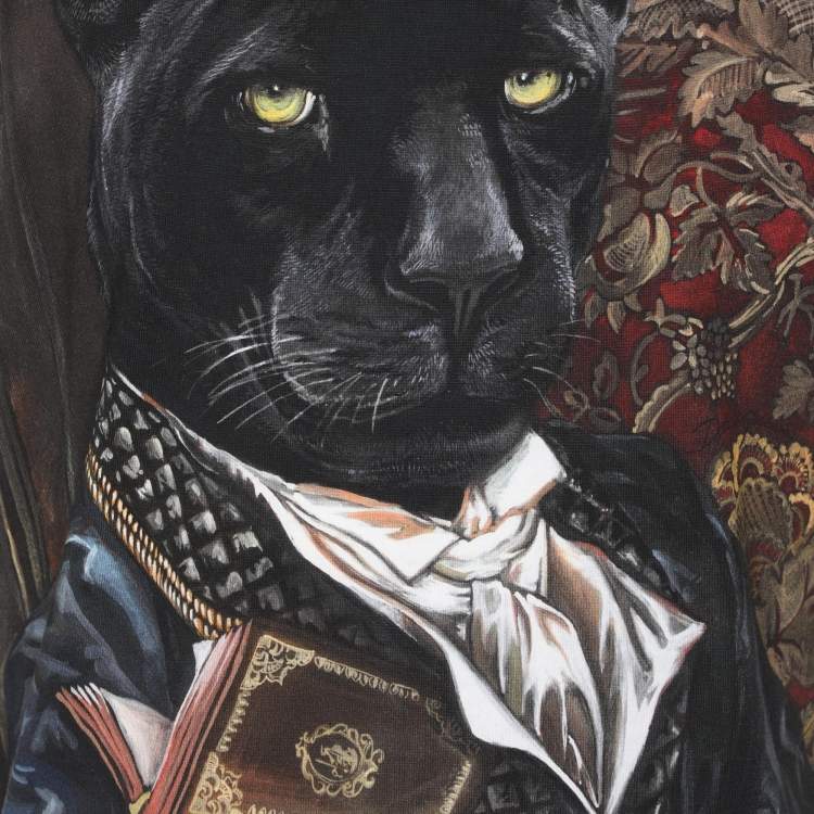 Pre Owned Dolce & Gabbana Multicolor Royal Panther Print Cotton T-Shirt M