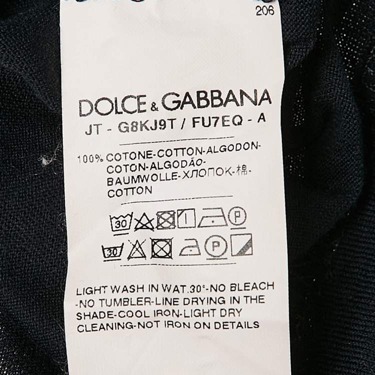 Pre Owned Dolce & Gabbana Navy Blue Cotton Crew Neck T-Shirt M