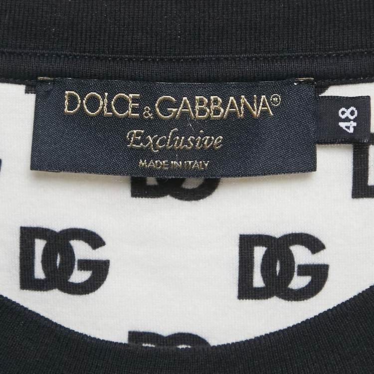 Pre Owned Dolce & Gabbana White DG Print Jersey Crew Neck T-Shirt M