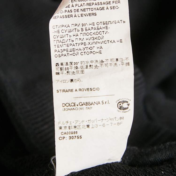Pre Owned Dolce & Gabbana Black Logo Embroidered Cotton Hooded Sweatshirt L