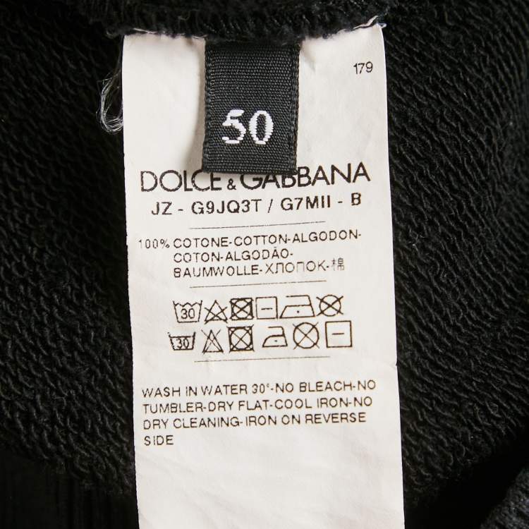 Pre Owned Dolce & Gabbana Black Logo Embroidered Cotton Hooded Sweatshirt L