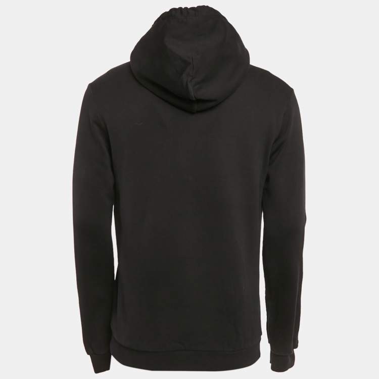 Pre Owned Dolce & Gabbana Black Logo Embroidered Cotton Hooded Sweatshirt L