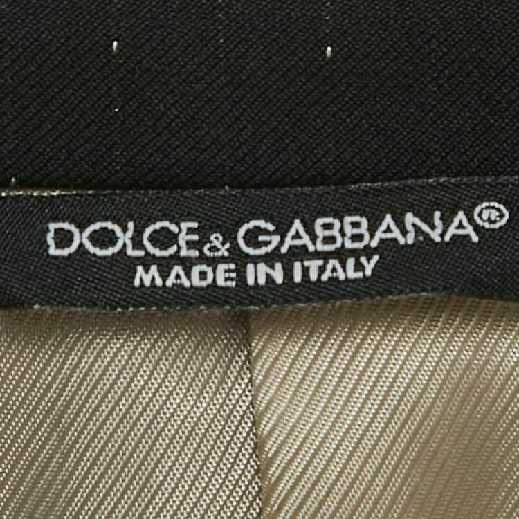 Pre Owned Dolce & Gabbana Black Patterned Wool 3 Piece Suit Set M