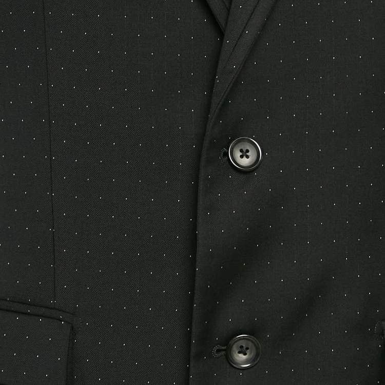 Pre Owned Dolce & Gabbana Black Patterned Wool 3 Piece Suit Set M