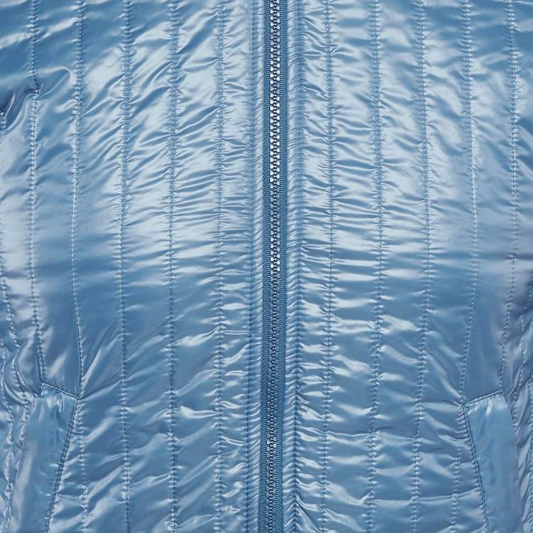 Pre Owned Dolce & Gabbana Blue Quilted Nylon Zip Front Bomber Jacket S