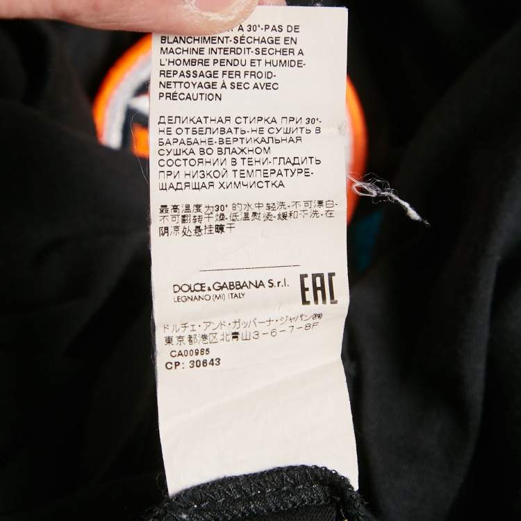 Pre Owned Dolce & Gabbana Black Applique Jersey T-Shirt S