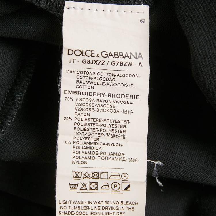 Pre Owned Dolce & Gabbana Black Applique Jersey T-Shirt S