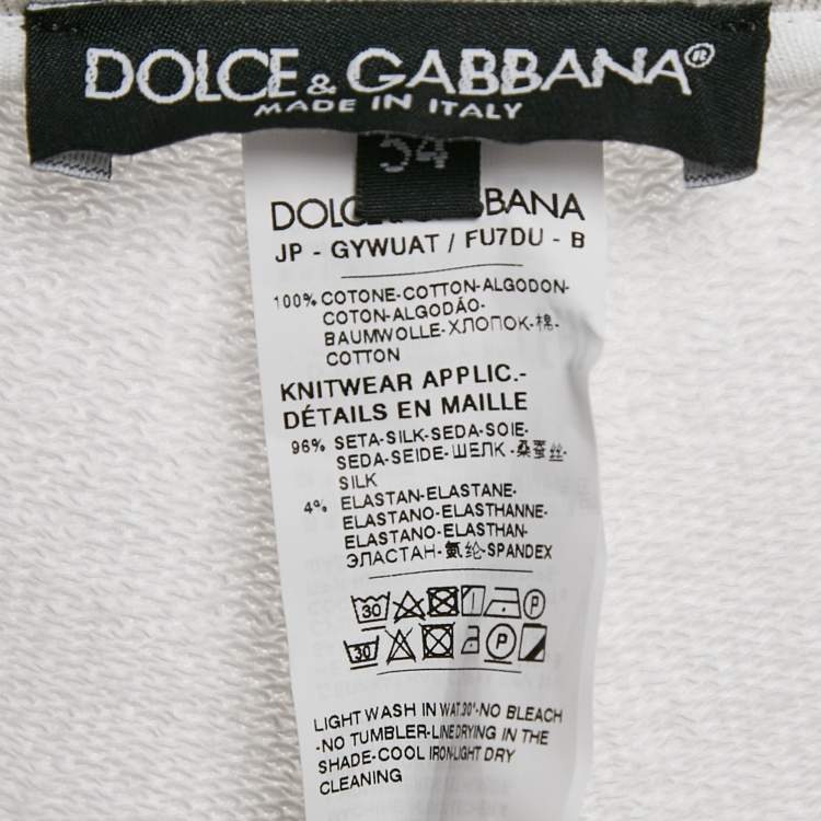 Pre Owned Dolce & Gabbana White Logo Intarsia Cotton Bermuda Shorts XXL