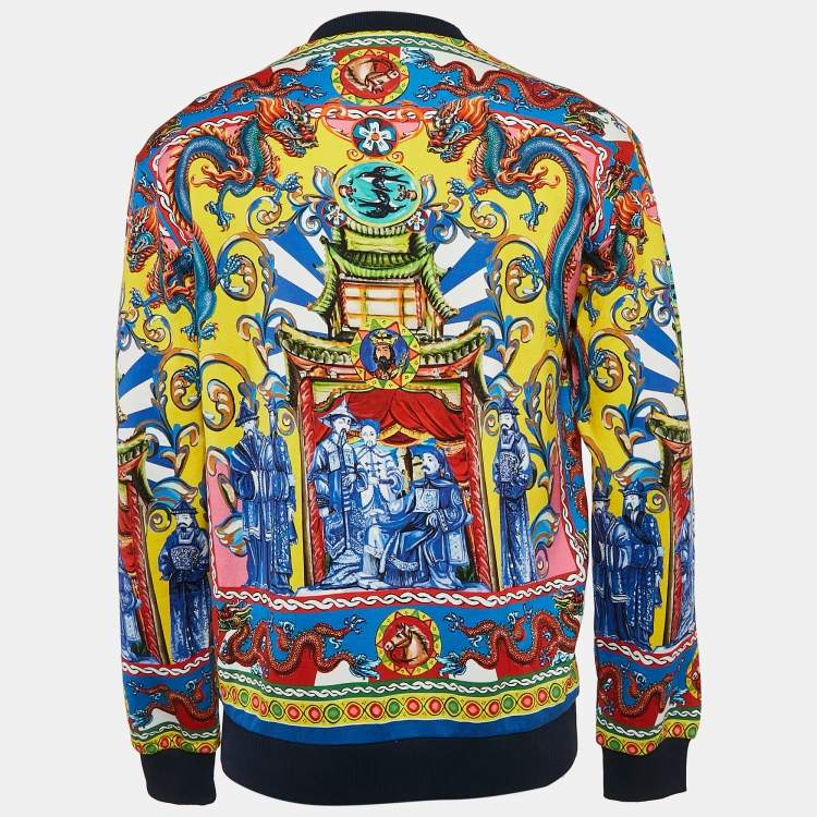 Pre Owned Dolce & Gabbana Multicolor Caretto Siciliano Print Cotton Sweatshirt S 