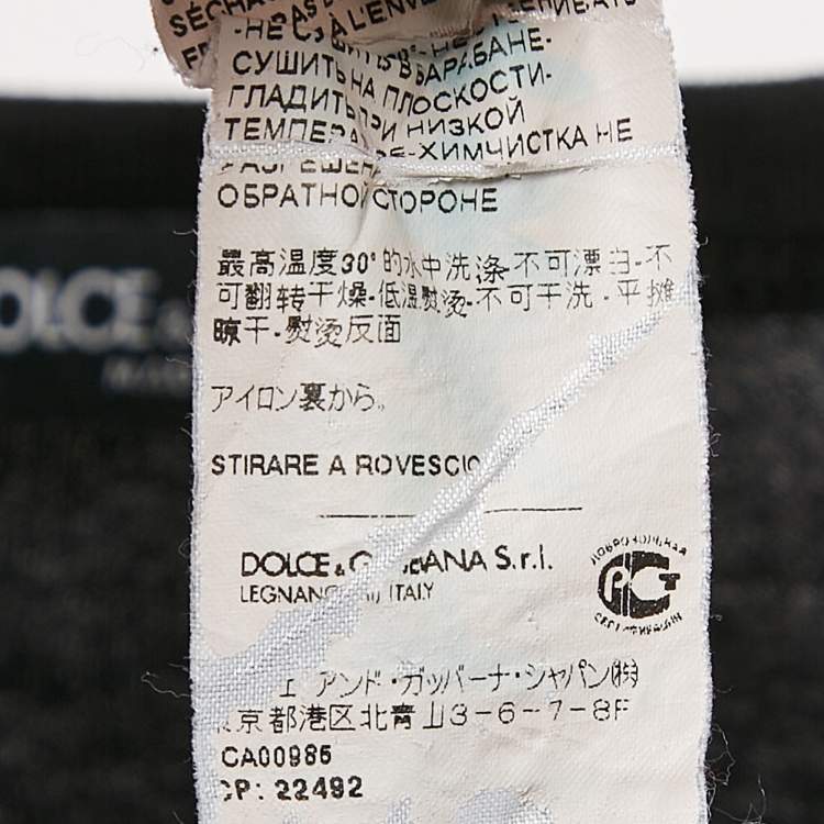 Pre Owned Dolce & Gabbana Black Logo Print Cotton Crew Neck T-Shirt M