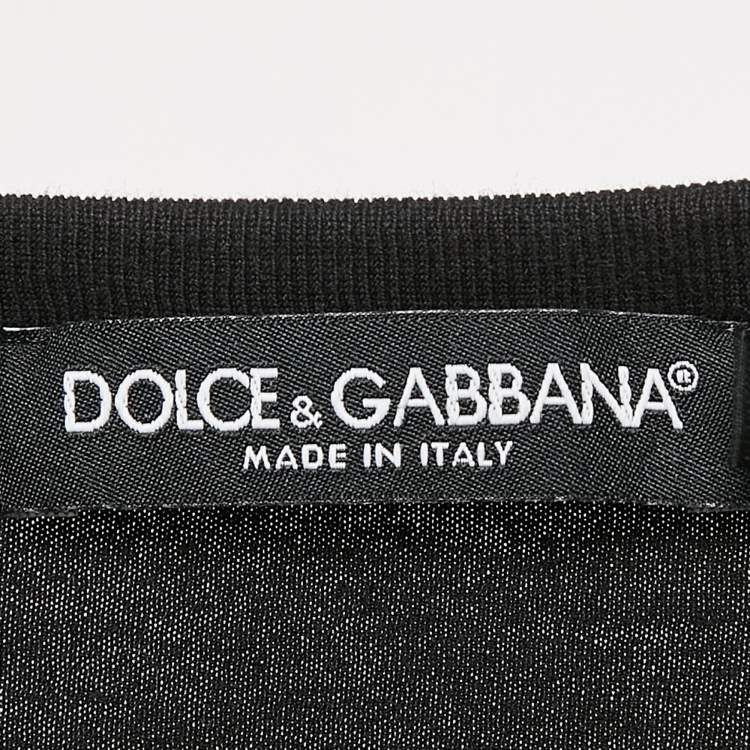 Pre Owned Dolce & Gabbana Black Logo Print Cotton Crew Neck T-Shirt M