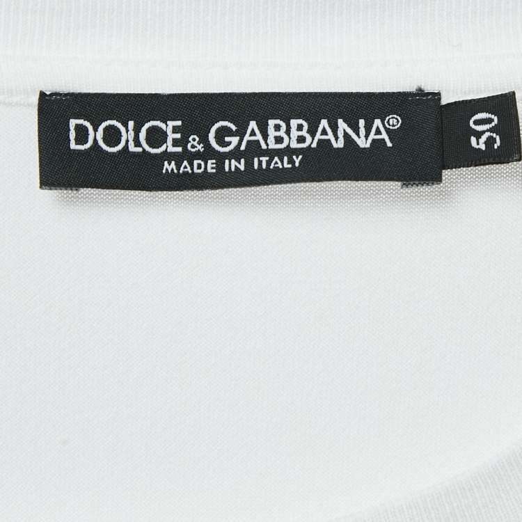 Pre Owned Dolce & Gabbana White L'Amore Print Jersey Applique T-Shirt L