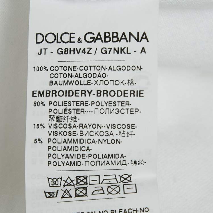 Pre Owned Dolce & Gabbana White L'Amore Print Jersey Applique T-Shirt L