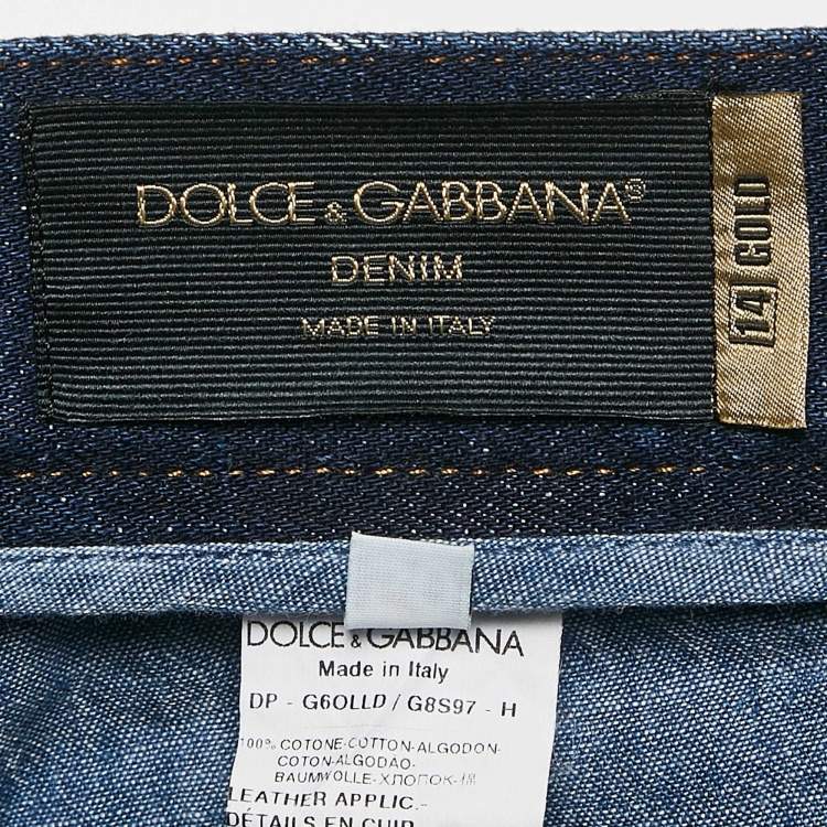 Pre Owned Dolce & Gabbana Blue Distressed Denim Jeans L Waist 35"