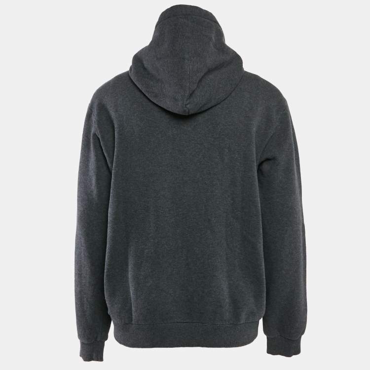 Pre Owned Dolce & Gabbana Grey Crown Embroidered Cotton Hoodie XXL