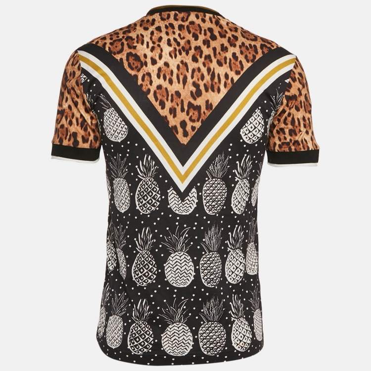 Pre Owned Dolce & Gabbana Multicolor/Brown Printed Cotton Crew Neck T-Shirt M