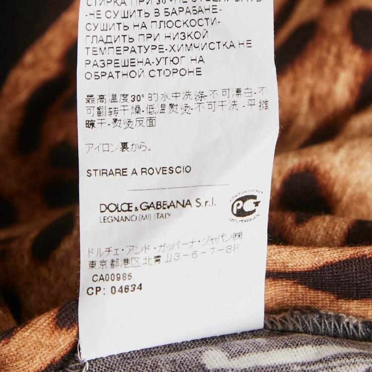 Pre Owned Dolce & Gabbana Multicolor/Brown Printed Cotton Crew Neck T-Shirt M