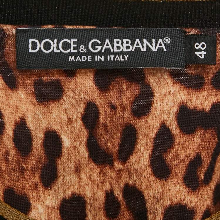 Pre Owned Dolce & Gabbana Multicolor/Brown Printed Cotton Crew Neck T-Shirt M