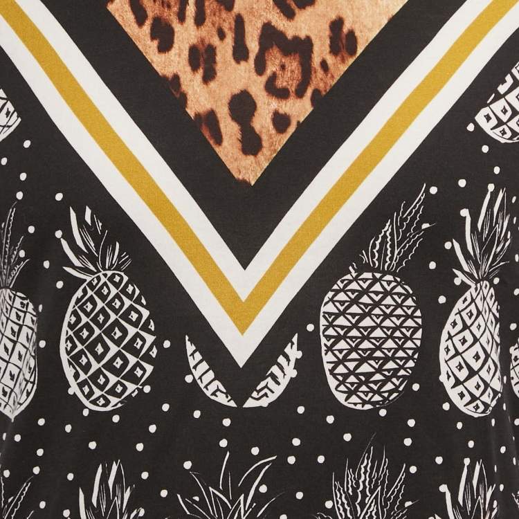 Pre Owned Dolce & Gabbana Multicolor/Brown Printed Cotton Crew Neck T-Shirt M