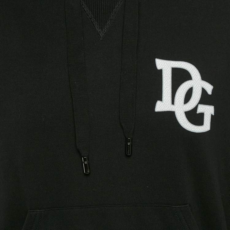 Pre Owned Dolce & Gabbana Black King Print Cotton Knit Hoodie XL