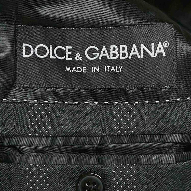 Pre Owned Dolce & Gabbana Black Striped Gabardine Single Breasted Blazer M