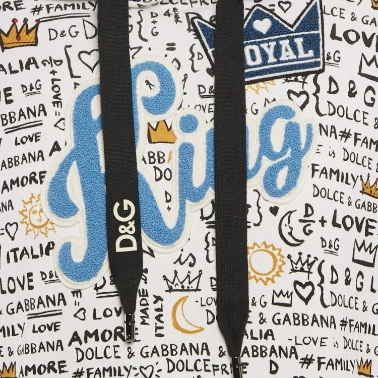 Pre Owned Dolce & Gabbana White Graffiti Print Jersey Cotton Knit Sweatshirt XL