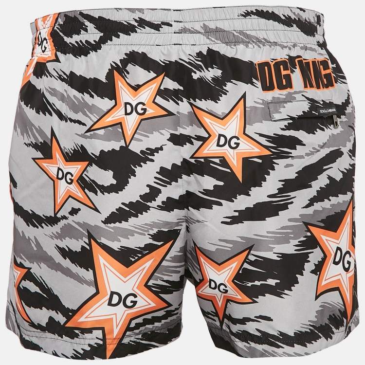 Pre Owned Dolce & Gabbana Grey Camouflage Print Synthetic Swim Shorts XL