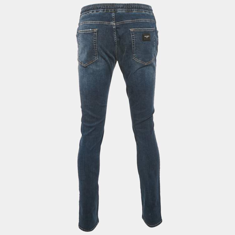 Pre Owned Dolce & Gabbana Blue Distressed Denim Jeans XXXL Waist 34"