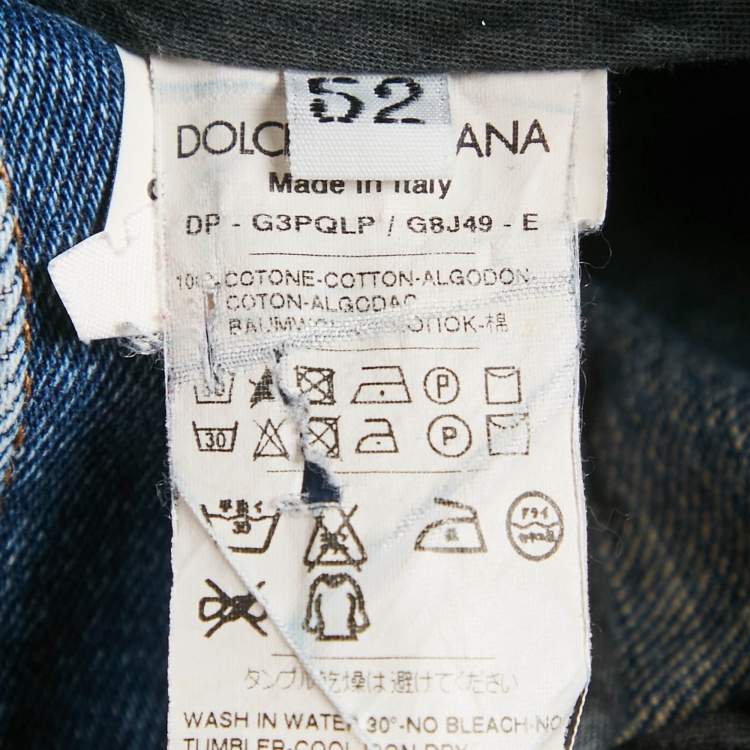 Pre Owned Dolce & Gabbana Blue Washed Denim Distressed Shorts XL