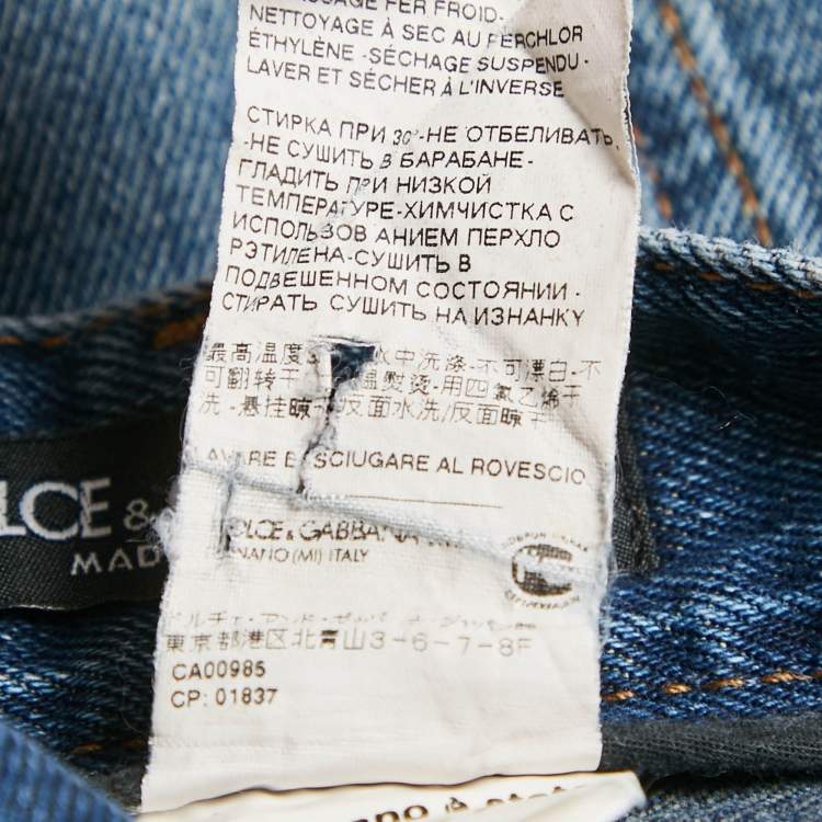 Pre Owned Dolce & Gabbana Blue Washed Denim Distressed Shorts XL