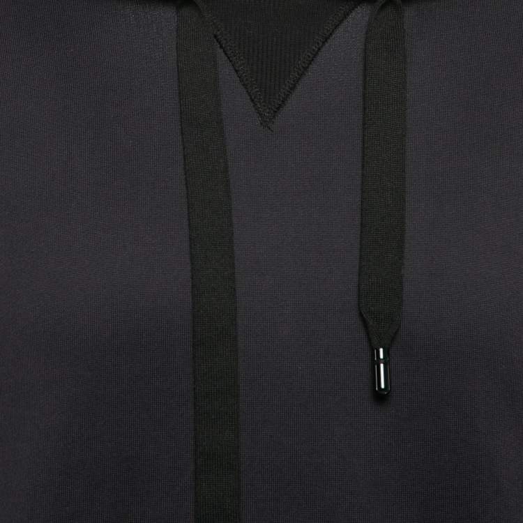 Pre Owned Dolce & Gabbana Black Logo Tape Print Cotton Hooded Sweatshirt S